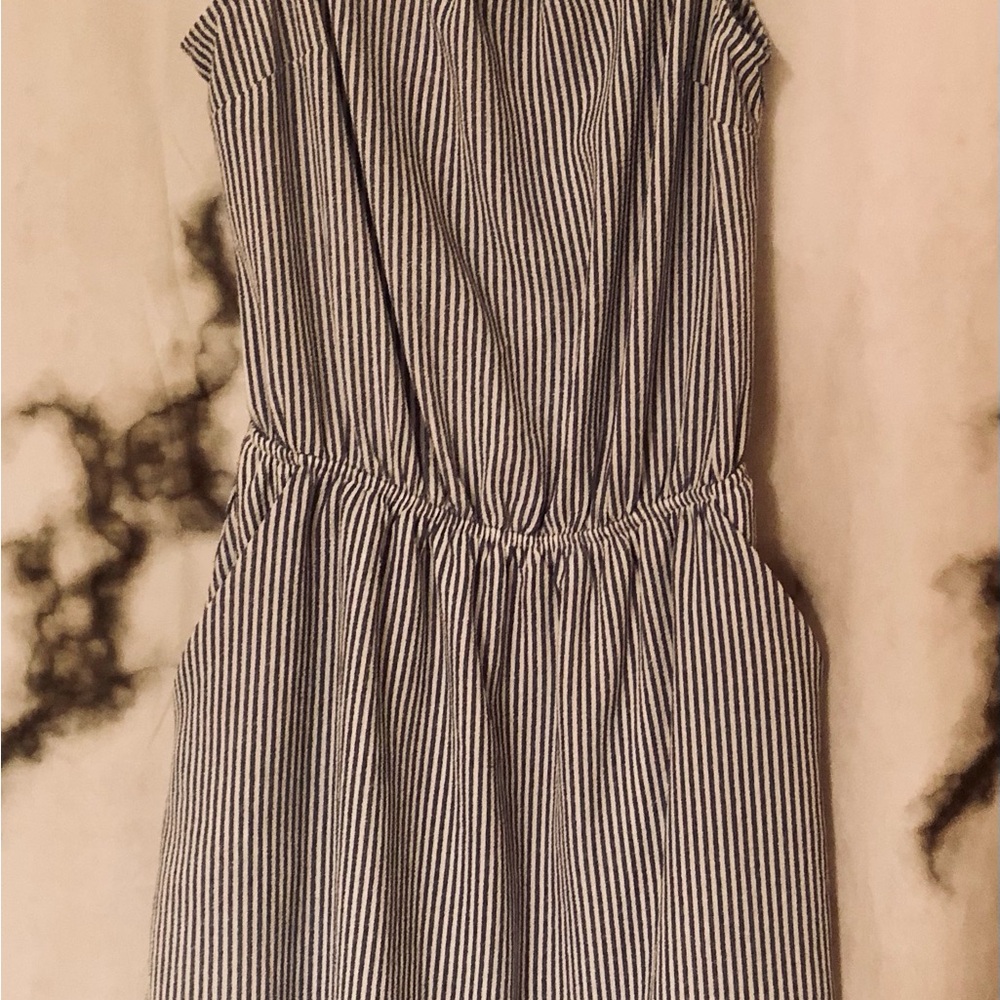 Monteau Strapless Navy and White Striped Sundress